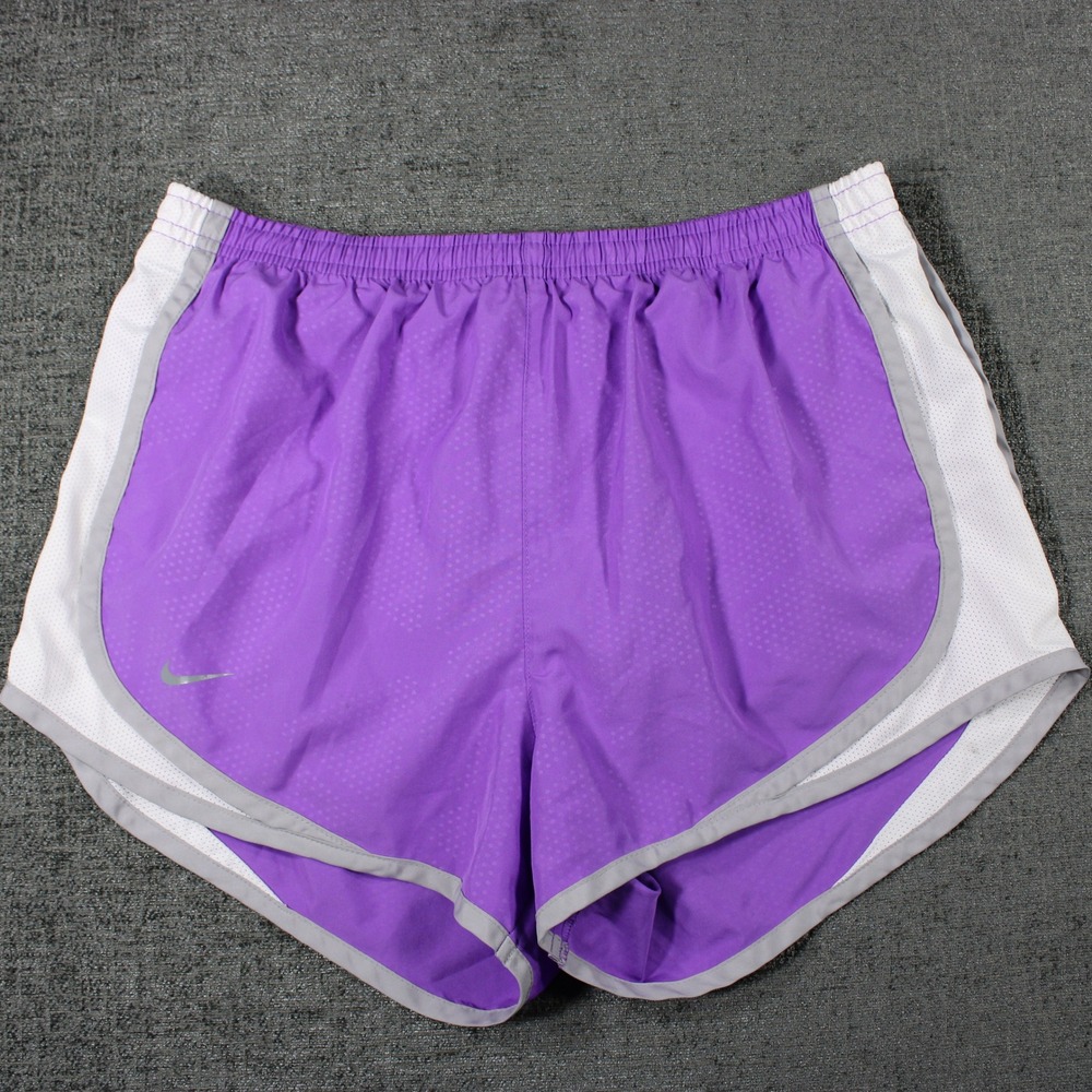 Nike Womens Dri-FIT Tempo Running Shorts Purple Polka Dot Mesh Athletic Small